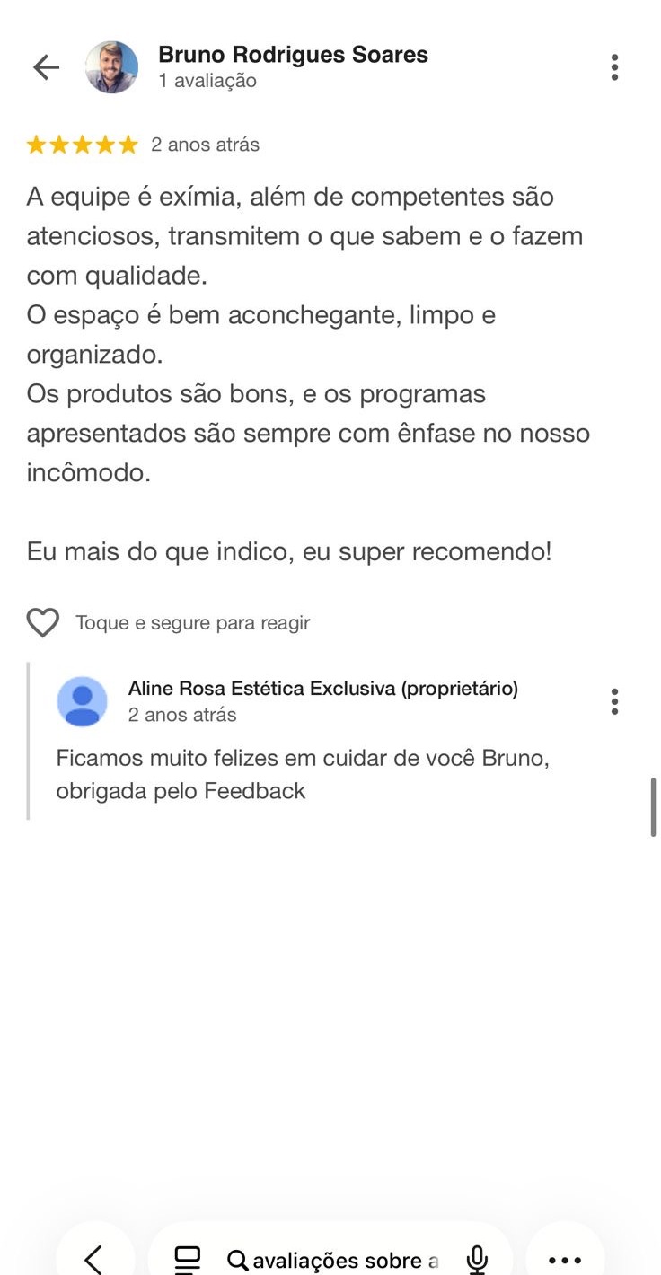 Avaliação de cliente