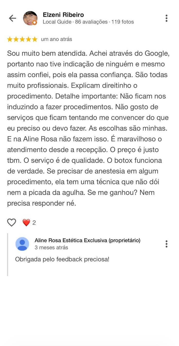 Avaliação de cliente