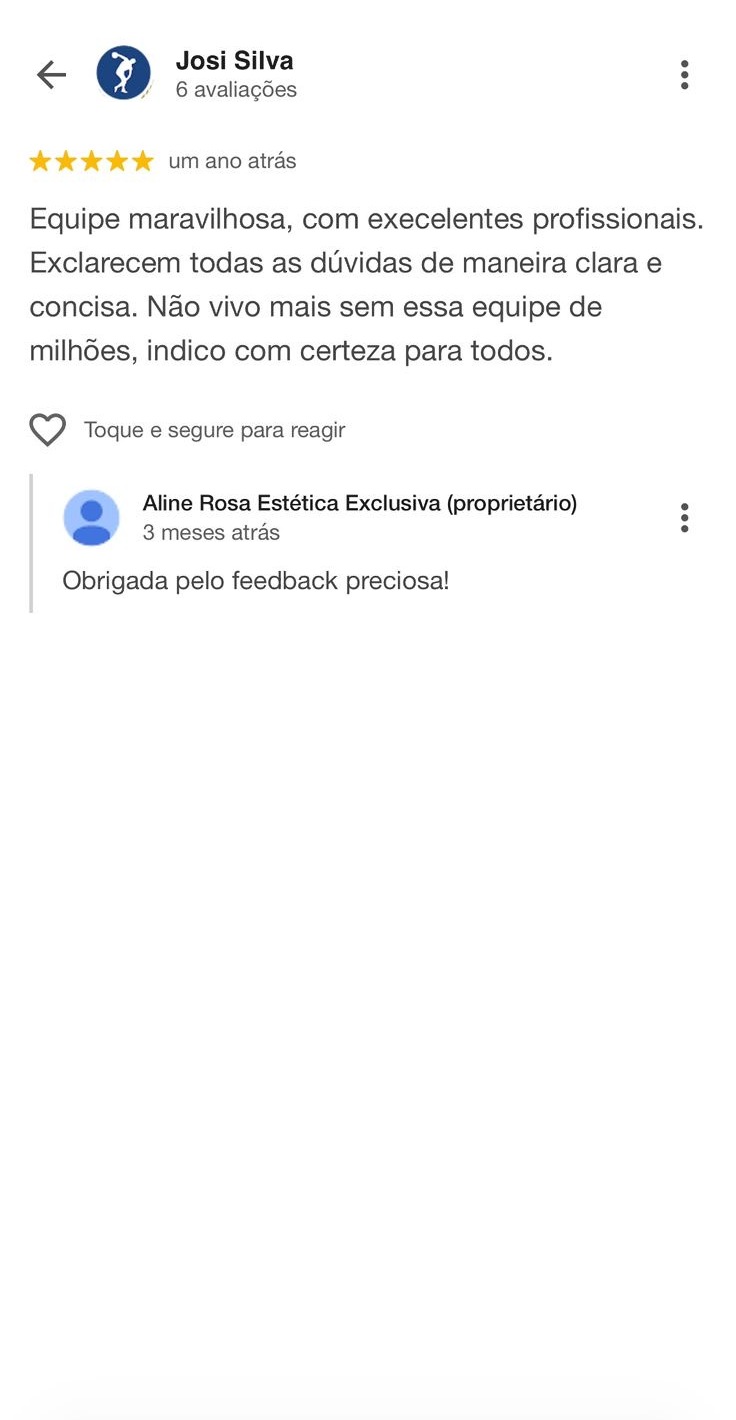 Avaliação de cliente