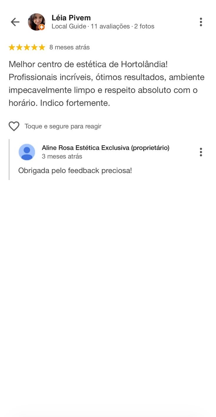 Avaliação de cliente