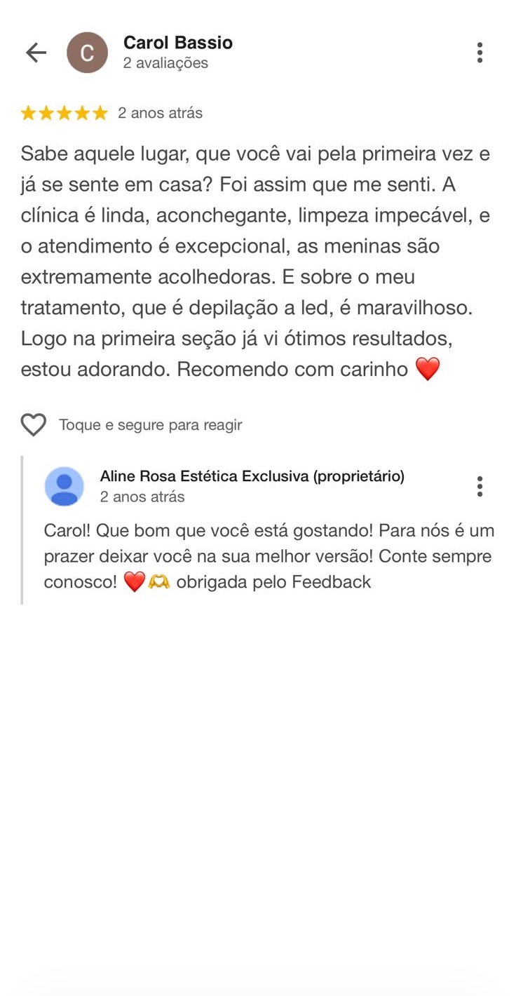 Avaliação de cliente